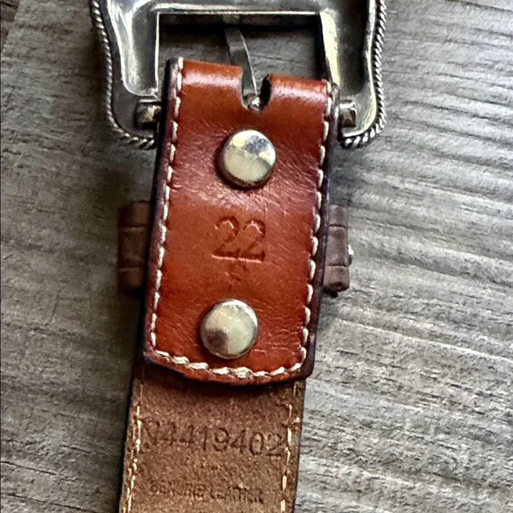 Nocona Brown Leather Western Belt with Silver Concho Buckle